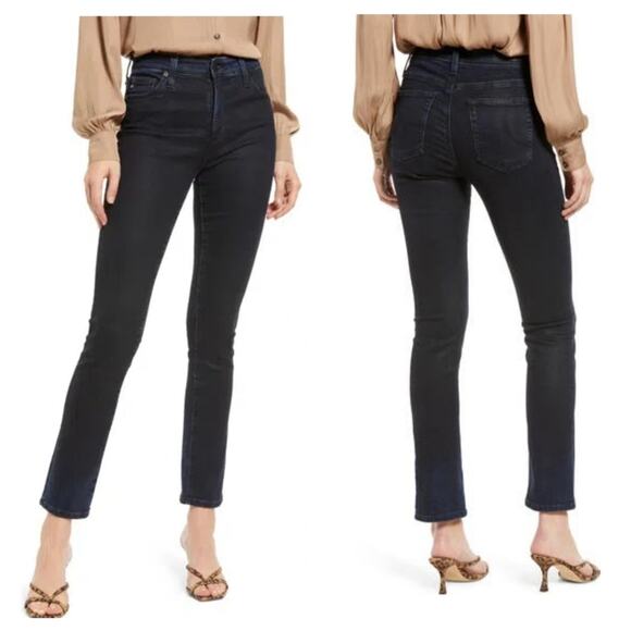 Adriano Goldschmied AG Mari High Waist Slim Straight Leg Jeans 31 Inked Noir - Picture 1 of 10